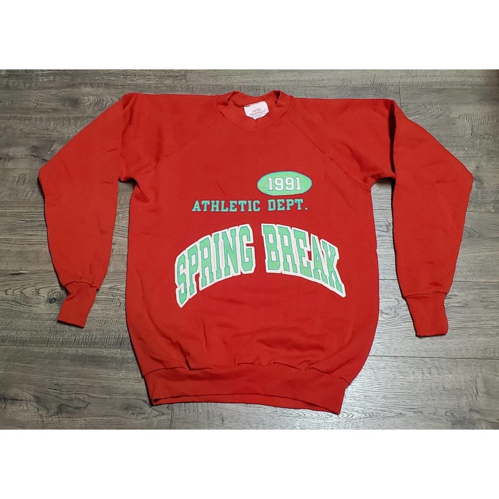 Vintage 90s 1991 Spring Break Athletic Dept Raglan Cut Sweatshirt Mens XL